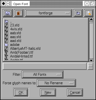 example of the dialog to open a font file