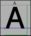 Sample of a glyph with horizontal metrics shown
